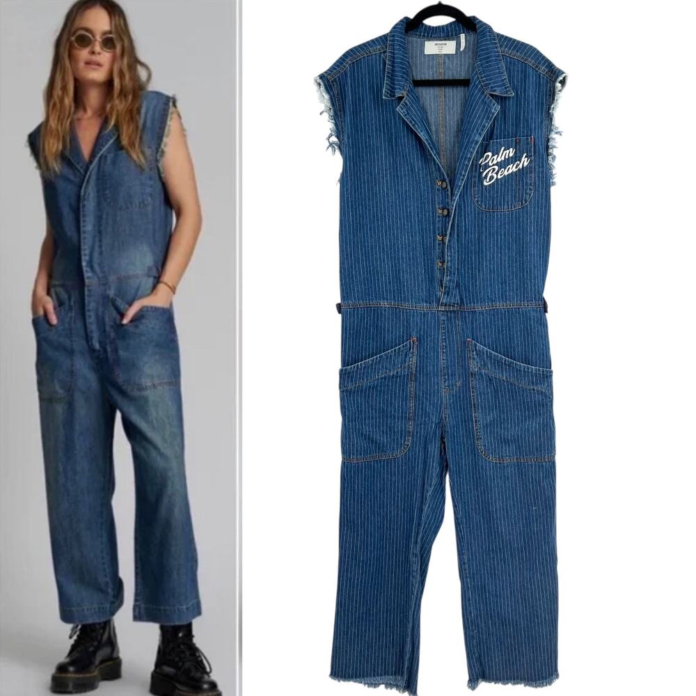 One Teaspoon Blue Denim Sleeveless Jumpsuit Romper